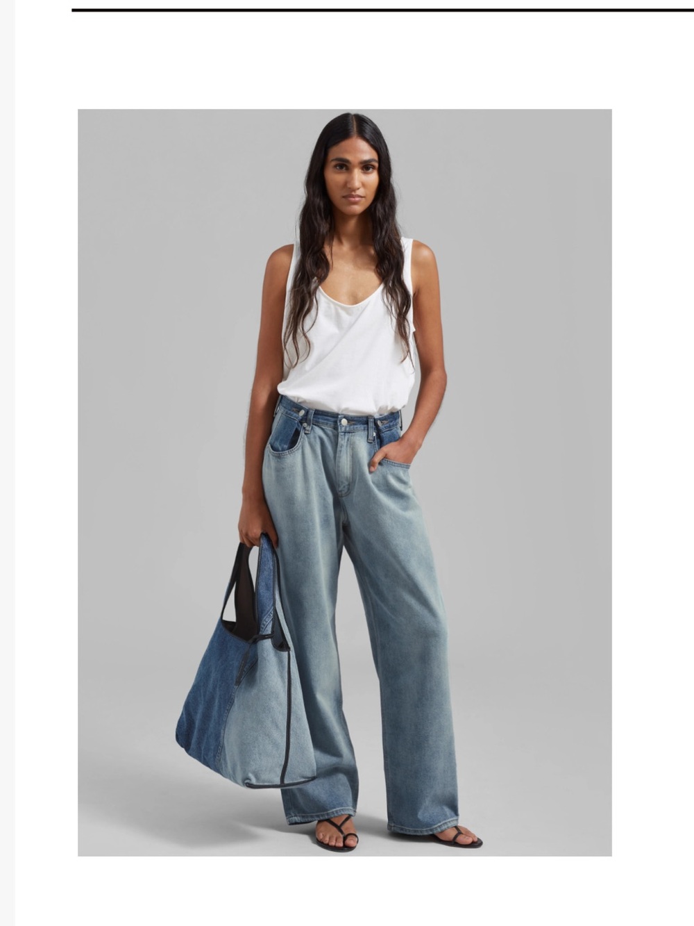 The Frankie Shop Relaxed Wide-Leg Washed Light Blue Jeans